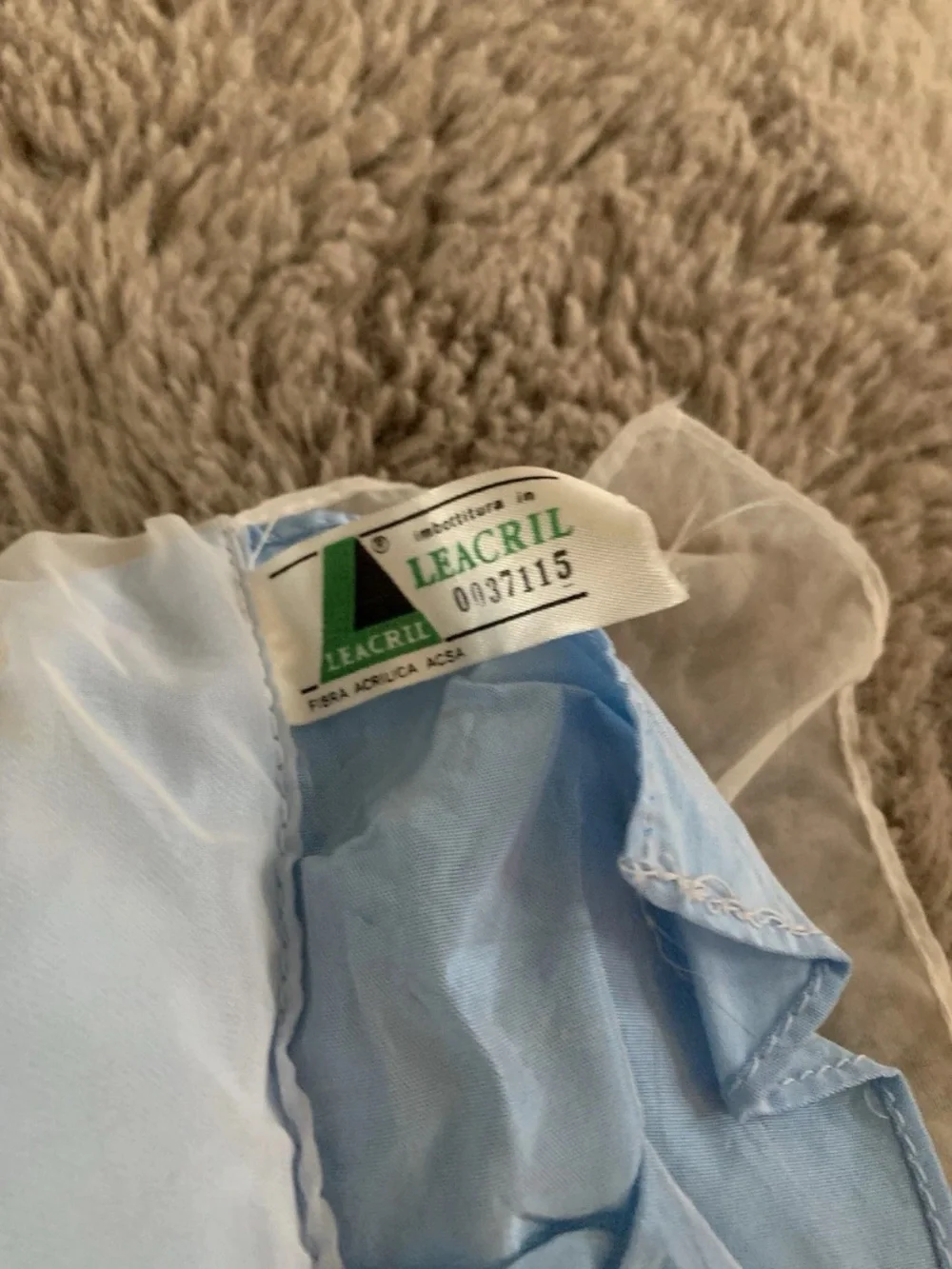 Vtg Leacril Layover Pillow Sham Light Blue Ruffle Roses Granny Victorian